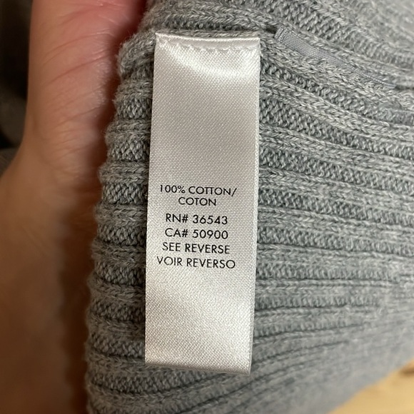 Calvin Klein size large gray mock neck quart zip sweater 100% cotton med weight - Picture 5 of 8